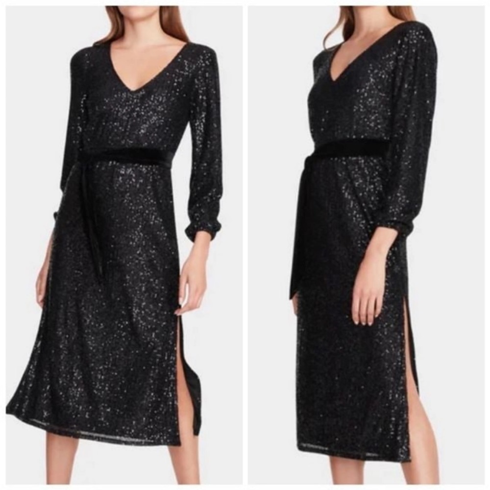 Betsey Johnson side slit midi sequined dress